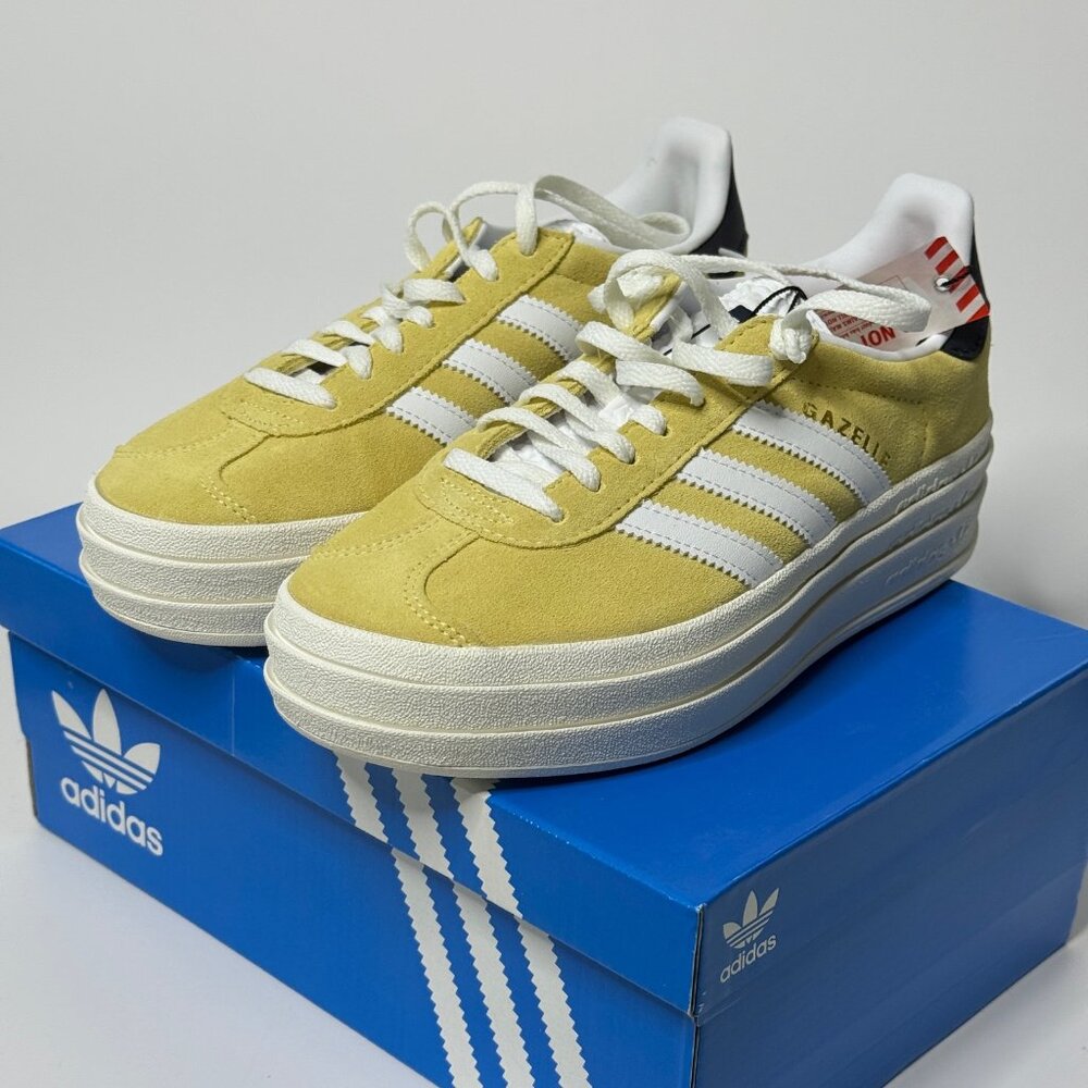 💛 Adidas Gazelle Bold Platform Sneakers YELLOW/WHITE Women's Size 6